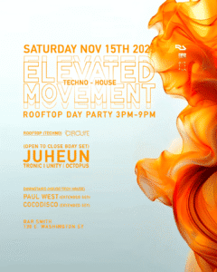 Bright orange smoke art for electronic dance music event in Phoenix, Arizona.